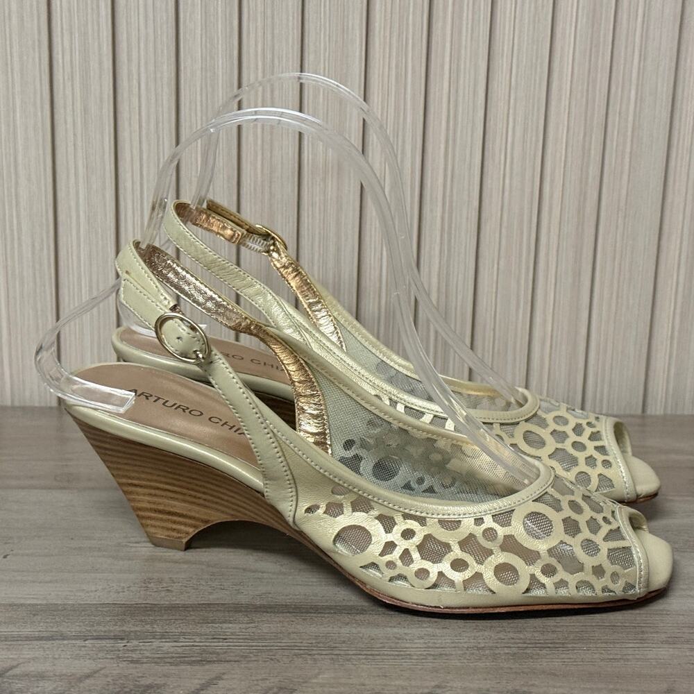 Arturo Chiang AT-Sandra Wedge Sandal Leather Women's Size 7M